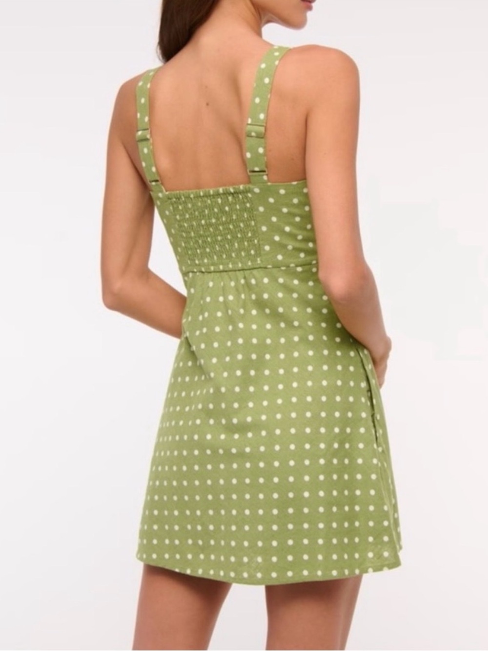 Abercrombie & Fitch Olive Green Polka Dot Mini Dress - Picture 5 of 6